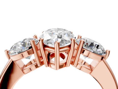 Rose gold Three-Stone Marquise Cut Solitaire Ring with Prong Setting on a Classic Band_64