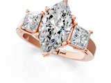 Rose gold Three-Stone Marquise Cut Solitaire Ring with Prong Setting_4