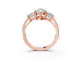 Rose gold Three-Stone Marquise Cut Solitaire Ring with Prong Setting_6