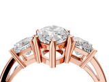 Rose gold Three-Stone Marquise Cut Solitaire Ring with Prong Setting_7