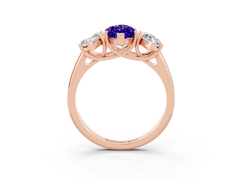Rose gold Three-Stone Marquise Cut Tanzanite Engagement Ring with Prong Setting_3