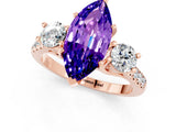 Rose gold Three-Stone Marquise Cut Tanzanite Pavé Band with Four-Prong Setting_1