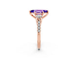 Rose gold Three-Stone Marquise Cut Tanzanite Pavé Band with Four-Prong Setting_2