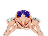 Rose gold Three-Stone Marquise Cut Tanzanite Pavé Band with Four-Prong Setting_4