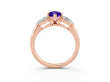 Rose gold Three-Stone Marquise Cut Tanzanite Ring with Pear Side Stones and Four-Prong Setting_3