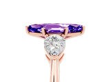 Rose gold Three-Stone Marquise Cut Tanzanite Ring with Pear Side Stones and Four-Prong Setting_5
