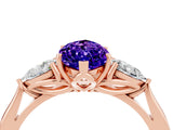 Rose gold Three-Stone Marquise Cut Tanzanite Ring with Pear  Side Stones in Four-Prong Setting_16