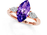Rose gold Three-Stone Marquise Cut Tanzanite Ring with Pear  Side Stones in Four-Prong Setting_37