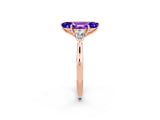 Rose gold Three-Stone Marquise Cut Tanzanite Ring with Pear  Side Stones in Four-Prong Setting_38