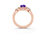 Rose gold Three-Stone Marquise Cut Tanzanite Ring with Pear  Side Stones in Four-Prong Setting_39
