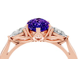 Rose gold Three-Stone Marquise Cut Tanzanite Ring with Pear  Side Stones in Four-Prong Setting_40
