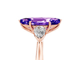 Rose gold Three-Stone Marquise Cut Tanzanite Ring with Pear  Side Stones in Four-Prong Setting_41