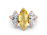 Rose gold Three-Stone Marquise Cut Yellow Sapphire Braided Band Ring with Four-Prong Setting_36