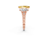Rose gold Three-Stone Marquise Cut Yellow Sapphire Braided Band Ring with Four-Prong Setting_38