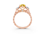 Rose gold Three-Stone Marquise Cut Yellow Sapphire Braided Band Ring with Four-Prong Setting_39