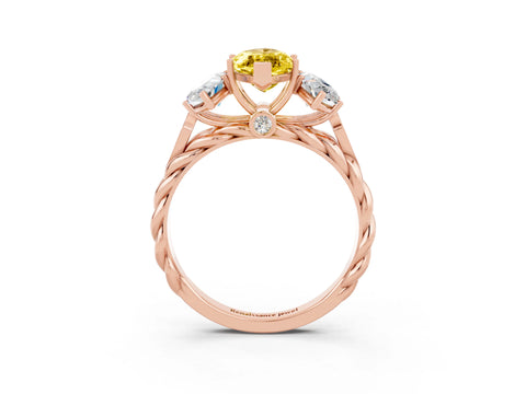 Rose gold Three-Stone Marquise Cut Yellow Sapphire Braided Band Ring with Four-Prong Setting_39