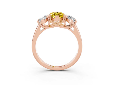 Rose gold Three-Stone Marquise Cut Yellow Sapphire Engagement Ring with Prong Setting_3