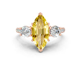 Rose gold Three-Stone Marquise Cut Yellow Sapphire Pavé Band with Four-Prong Setting_24