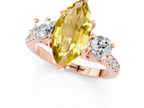 Rose gold Three-Stone Marquise Cut Yellow Sapphire Pavé Band with Four-Prong Setting_25