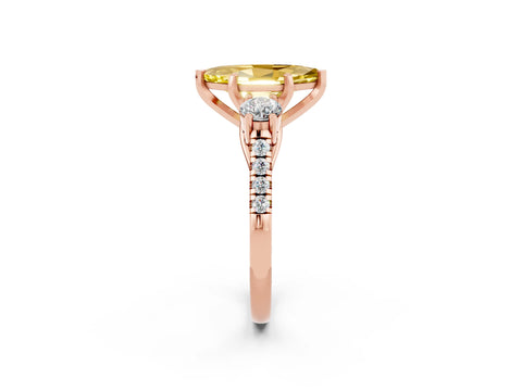 Rose gold Three-Stone Marquise Cut Yellow Sapphire Pavé Band with Four-Prong Setting_26