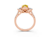 Rose gold Three-Stone Marquise Cut Yellow Sapphire Pavé Band with Four-Prong Setting_27