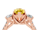 Rose gold Three-Stone Marquise Cut Yellow Sapphire Pavé Band with Four-Prong Setting_28