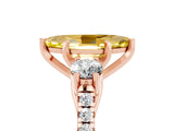 Rose gold Three-Stone Marquise Cut Yellow Sapphire Pavé Band with Four-Prong Setting_29