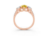 Rose gold Three-Stone Marquise Cut Yellow Sapphire Ring with Pavé Band and Prong Setting_39