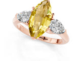 Rose gold Three-Stone Marquise Cut Yellow Sapphire Ring with Pear Side Stones and Four-Prong Setting_25