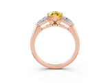 Rose gold Three-Stone Marquise Cut Yellow Sapphire Ring with Pear Side Stones and Four-Prong Setting_27