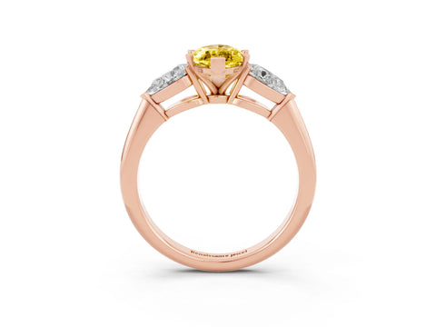 Rose gold Three-Stone Marquise Cut Yellow Sapphire Ring with Pear Side Stones and Four-Prong Setting_27