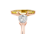Rose gold Three-Stone Marquise Cut Yellow Sapphire Ring with Pear Side Stones and Four-Prong Setting_29