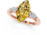 Rose gold Three-Stone Marquise Cut Yellow Sapphire Ring with Pear  Side Stones in Four-Prong Setting_13