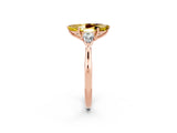 Rose gold Three-Stone Marquise Cut Yellow Sapphire Ring with Pear  Side Stones in Four-Prong Setting_14