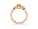 Rose gold Three-Stone Marquise Cut Yellow Sapphire Ring with Pear  Side Stones in Four-Prong Setting_15