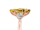 Rose gold Three-Stone Marquise Cut Yellow Sapphire Ring with Pear  Side Stones in Four-Prong Setting_17