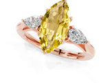 Rose gold Three-Stone Marquise Cut Yellow Sapphire Ring with Pear  Side Stones in Four-Prong Setting_37