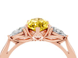 Rose gold Three-Stone Marquise Cut Yellow Sapphire Ring with Pear  Side Stones in Four-Prong Setting_40