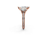 Rose gold Three-Stone Marquise Diamond Milgrain Pave Band with Prong Setting 2