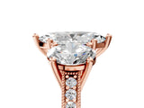 Rose gold Three-Stone Marquise Diamond Milgrain Pave Band with Prong Setting 5