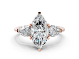 Rose gold Three-Stone Marquise Diamond Ring with Pear Side Stones in Four-Prong Setting_63