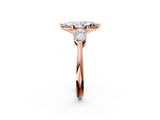 Rose gold Three-Stone Marquise Diamond Ring with Pear Side Stones in Four-Prong Setting_65