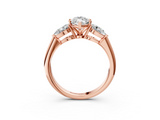 Rose gold Three-Stone Marquise Diamond Ring with Pear Side Stones in Four-Prong Setting_66
