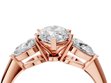Rose gold Three-Stone Marquise Diamond Ring with Pear Side Stones in Four-Prong Setting_67