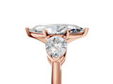 Rose gold Three-Stone Marquise Diamond Ring with Pear Side Stones in Four-Prong Setting_68