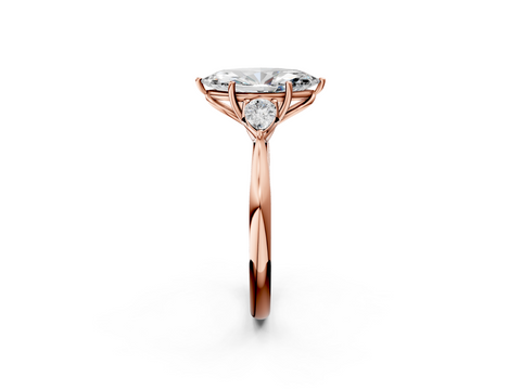Rose gold Three-Stone Marquise Diamond Solitaire Ring with Pear Side Stones and Four-Prong Setting_45