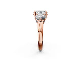 Rose gold Three-Stone Oval Brilliant Cut Solitaire Ring with Prong Setting on a Classic Band 2