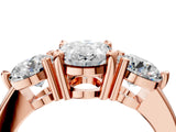 Rose gold Three-Stone Oval Brilliant Cut Solitaire Ring with Prong Setting on a Classic Band 4