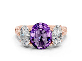 Rose gold Three-Stone Oval Cut Amethyst Braided Band Ring with Four-Prong Setting_12