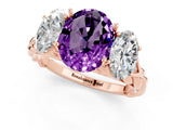 Rose gold Three-Stone Oval Cut Amethyst Braided Band Ring with Four-Prong Setting_13